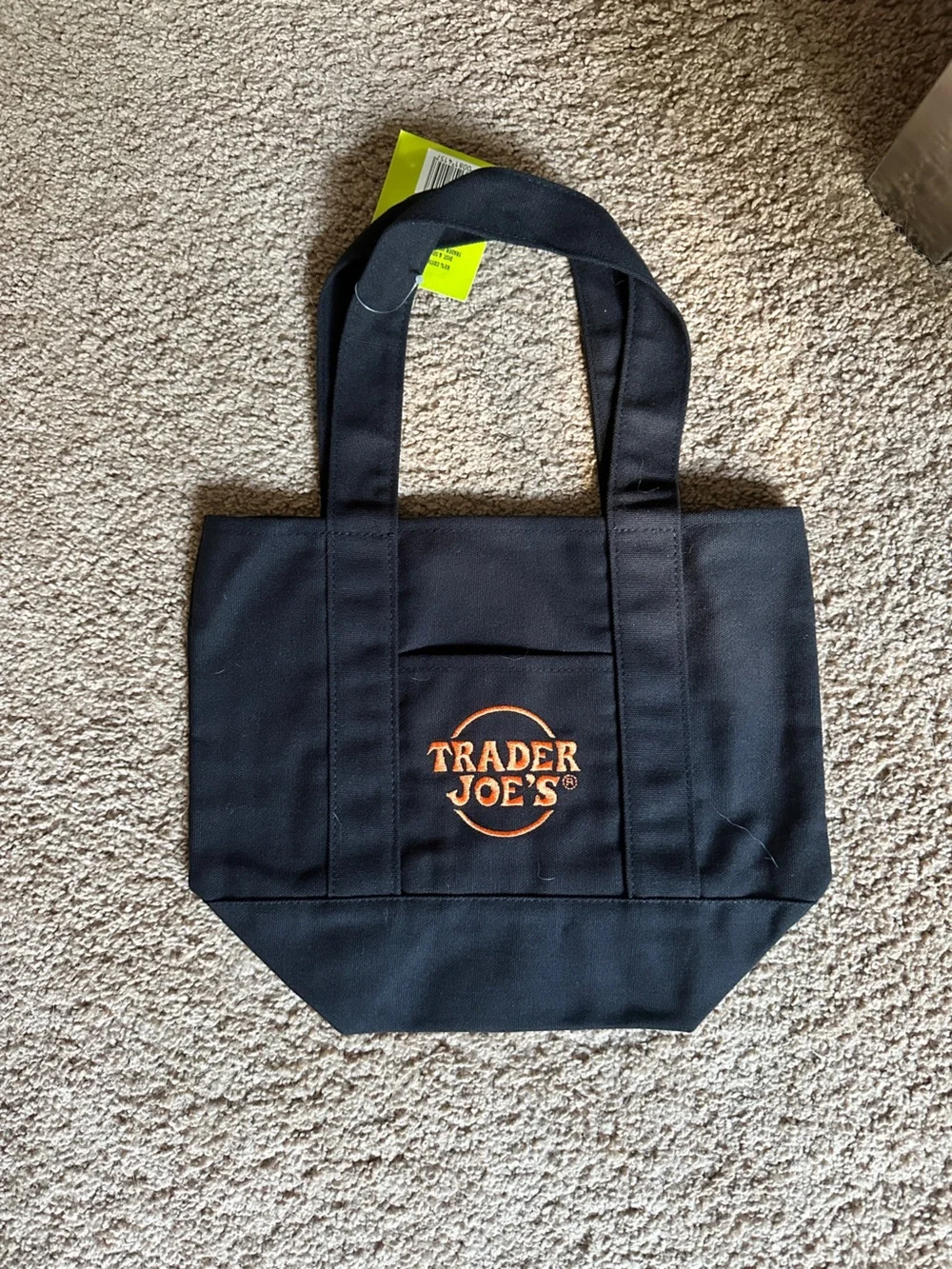 Trader Joe's Black Canvas Tote with Orange Logo